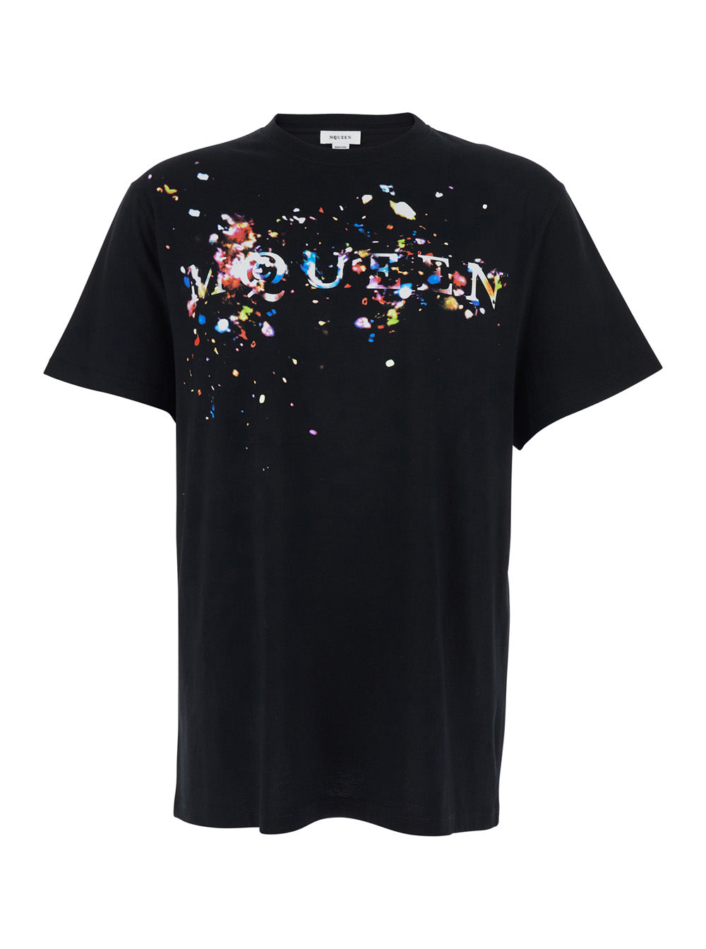 Alexander Mcqueen Men Men's Black Cotton Crew Neck T-Shirt With Front Print ALEXANDER MCQUEEN