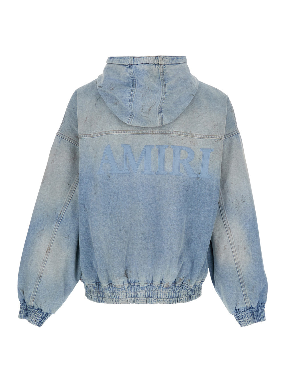 Amiri Men Light Blue Jacket With Fixed Hood And Logo Embroidery On Front And Back In Denim For Men AMIRI