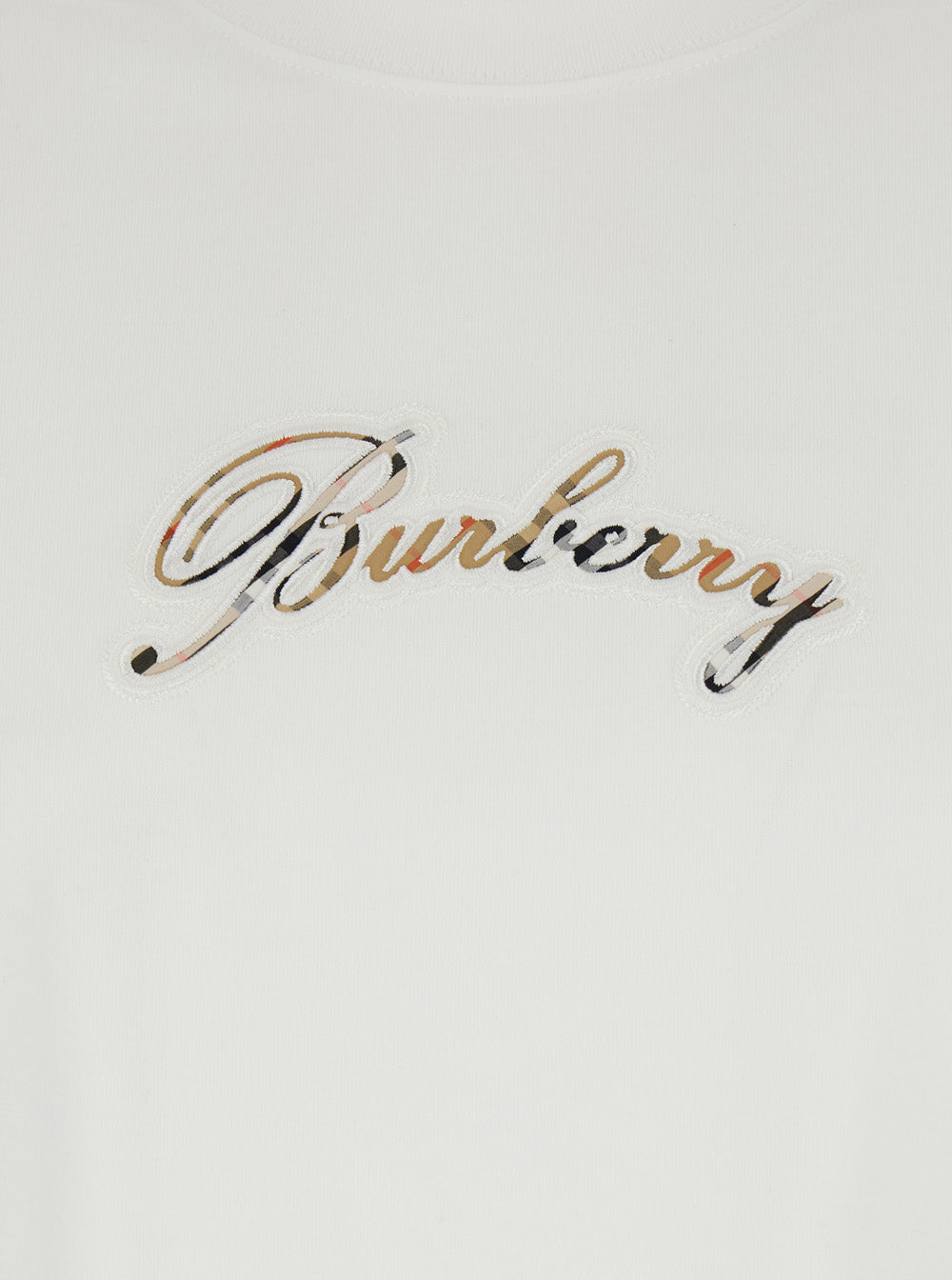 Burberry Women White Crew Neck T-Shirt With Logo Lettering On The Front In Cotton For Women BURBERRY