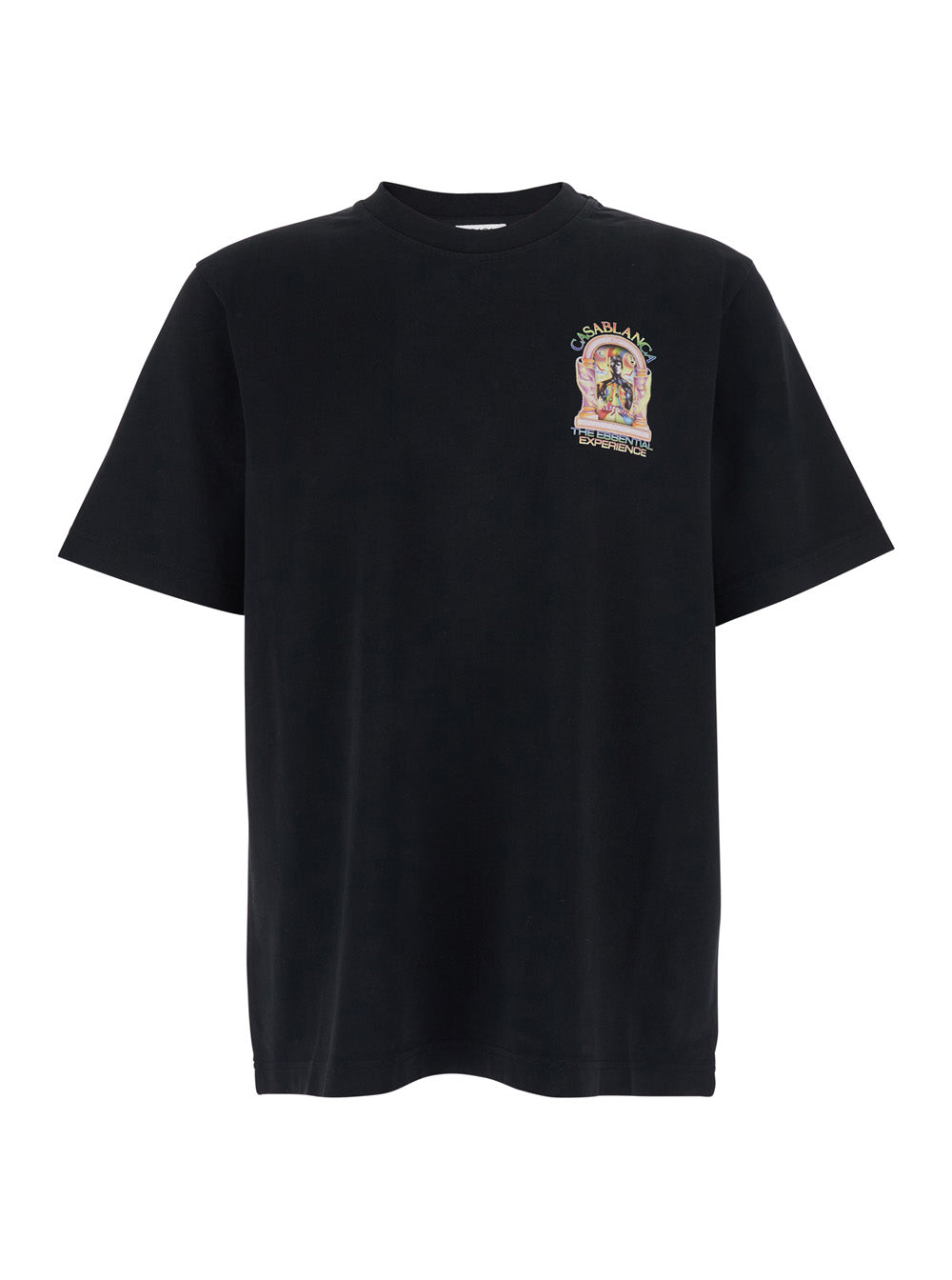 Casablanca Men Black T-Shirt With Logo Detail On The Front And Maxi Logo Print On The Back In Cotton Man's Cotton CASABLANCA