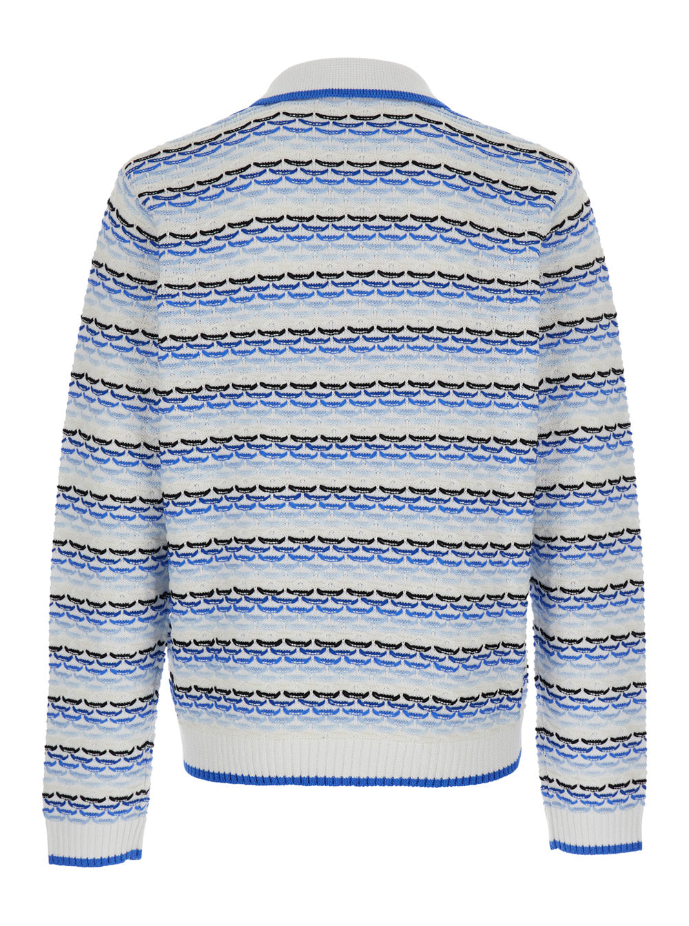 Casablanca Men Blue Polo With Logo Embroidery On The Front And All-Over Stripes In Cotton Man CASABLANCA