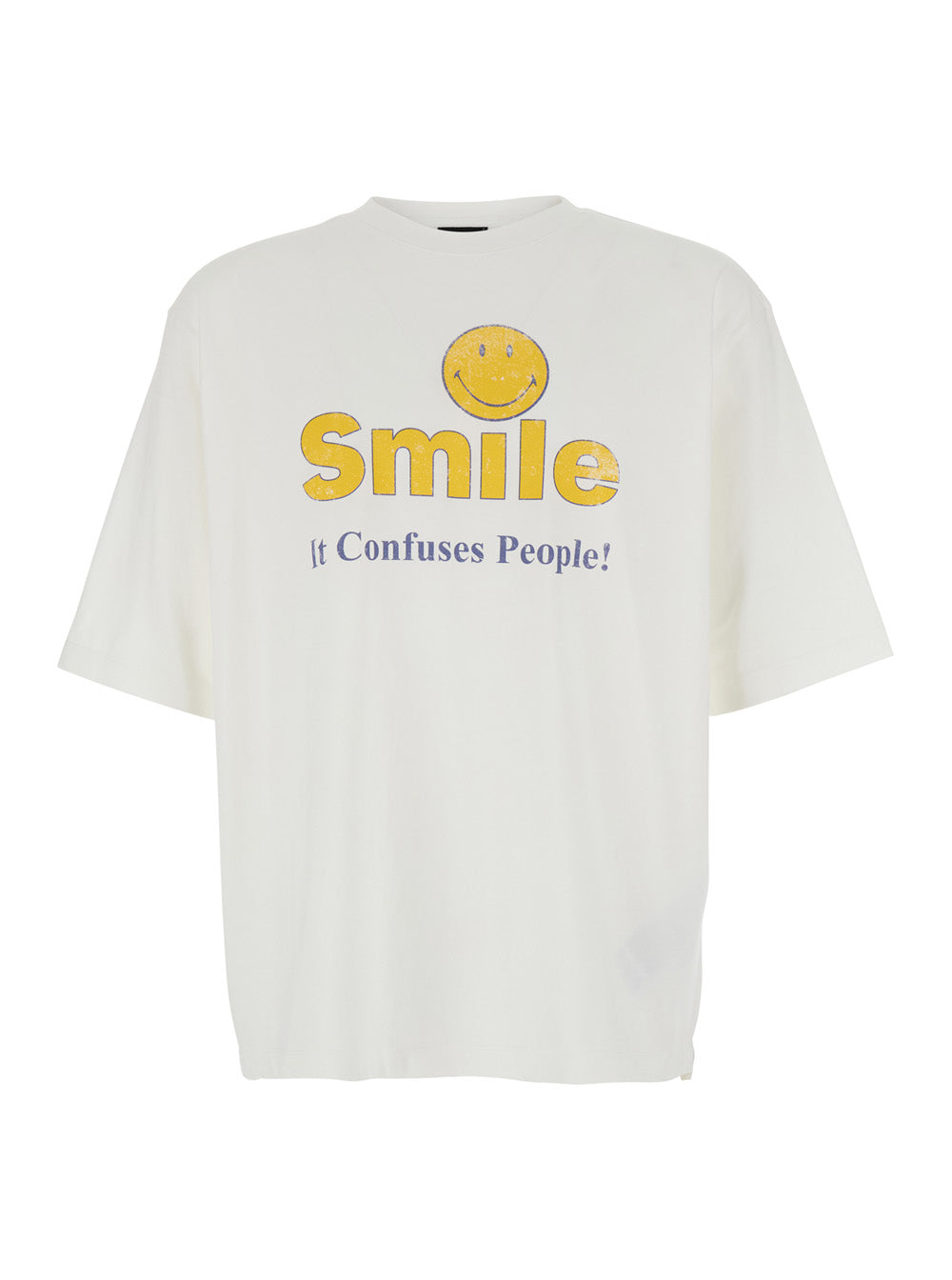 Dsquared2 Men White Crewneck T-Shirt With Print On The Front In Cotton Man DSQUARED2