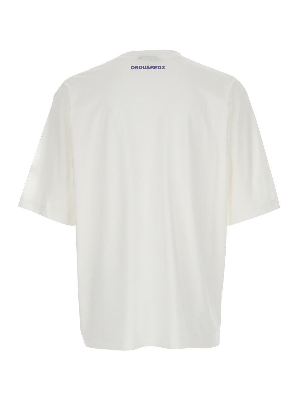 Dsquared2 Men White Crewneck T-Shirt With Print On The Front In Cotton Man DSQUARED2