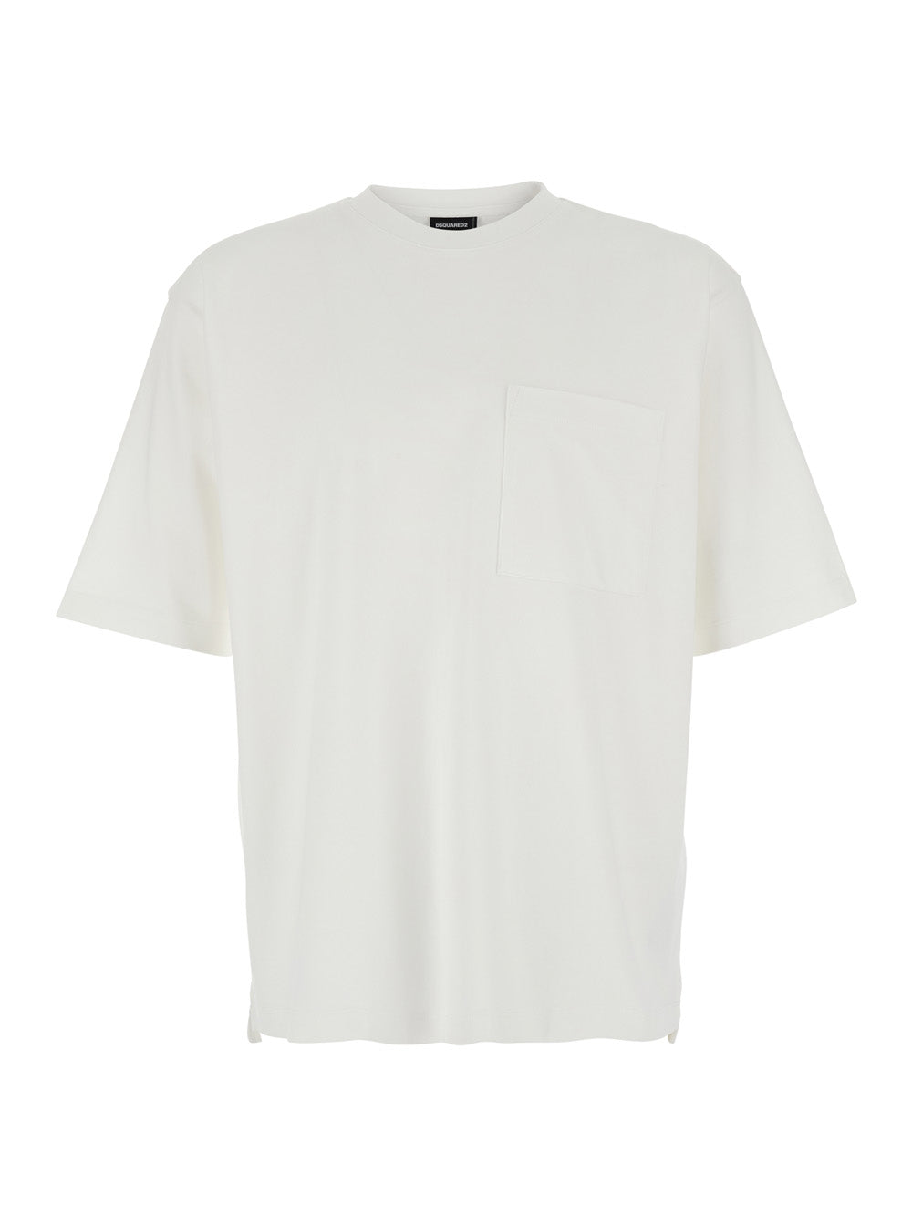 Dsquared2 Men White Crewneck T-Shirt With Logo Lettering On The Rear In Cotton Man DSQUARED2