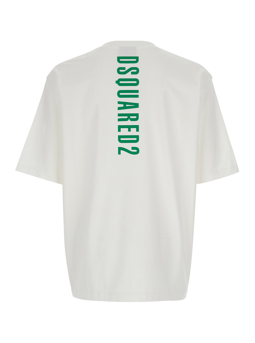 Dsquared2 Men White Crewneck T-Shirt With Logo Lettering On The Rear In Cotton Man DSQUARED2