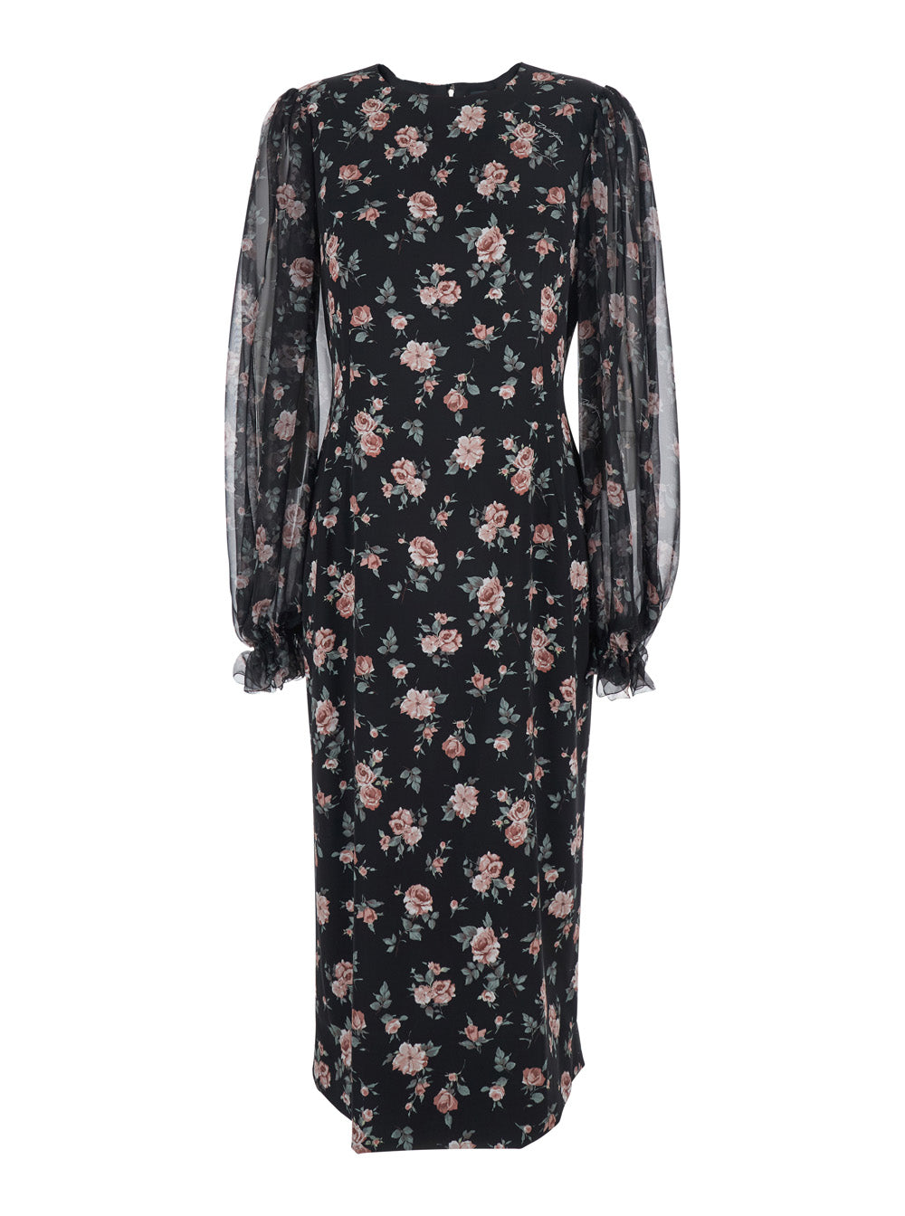 Dolce & Gabbana Women Black Dress With Round Neckline And All-Over Floral Motif In Silk For Women DOLCE & GABBANA