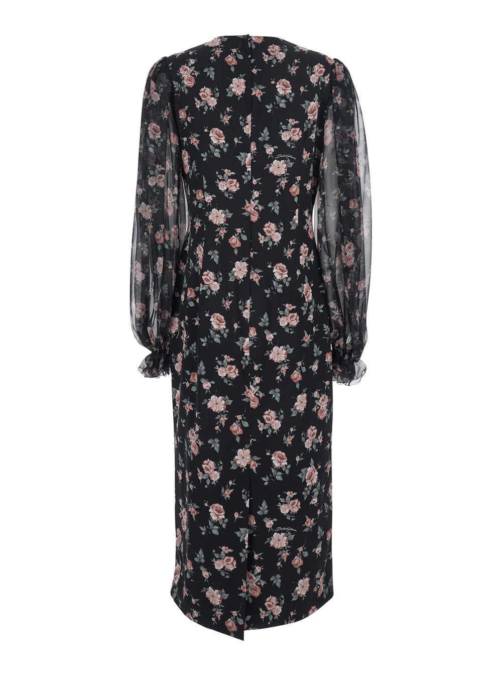 Dolce & Gabbana Women Black Dress With Round Neckline And All-Over Floral Motif In Silk For Women DOLCE & GABBANA