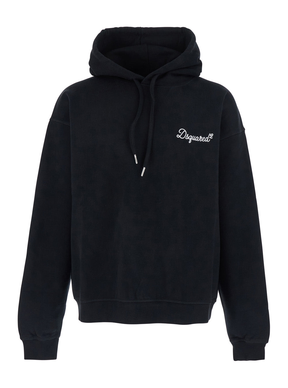 Dsquared2 Men Black Hoodie With Drawstring Hood And Logo Lettering On The Front In Cotton Man DSQUARED2
