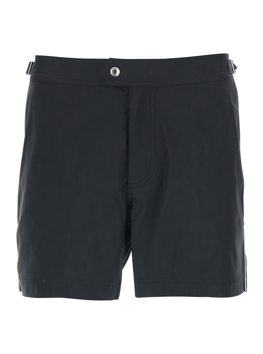 Tom Ford Men Black Swim Shorts With Side Buckled Strap Details In Tech Fabric Man TOM FORD