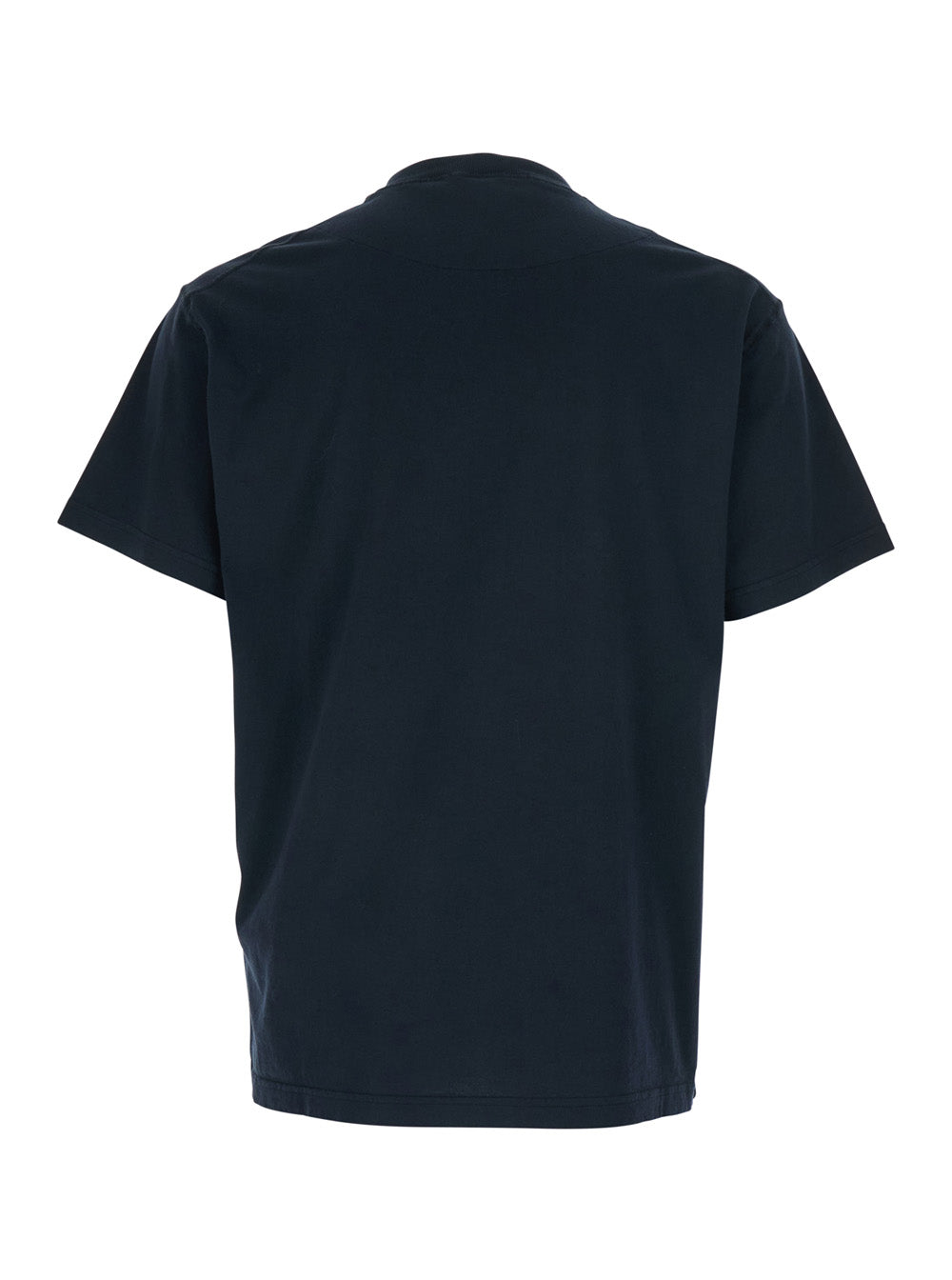 Stone Island Men Black Crewneck T-Shirt With Logo Patch On The Front In Cotton Man STONE ISLAND