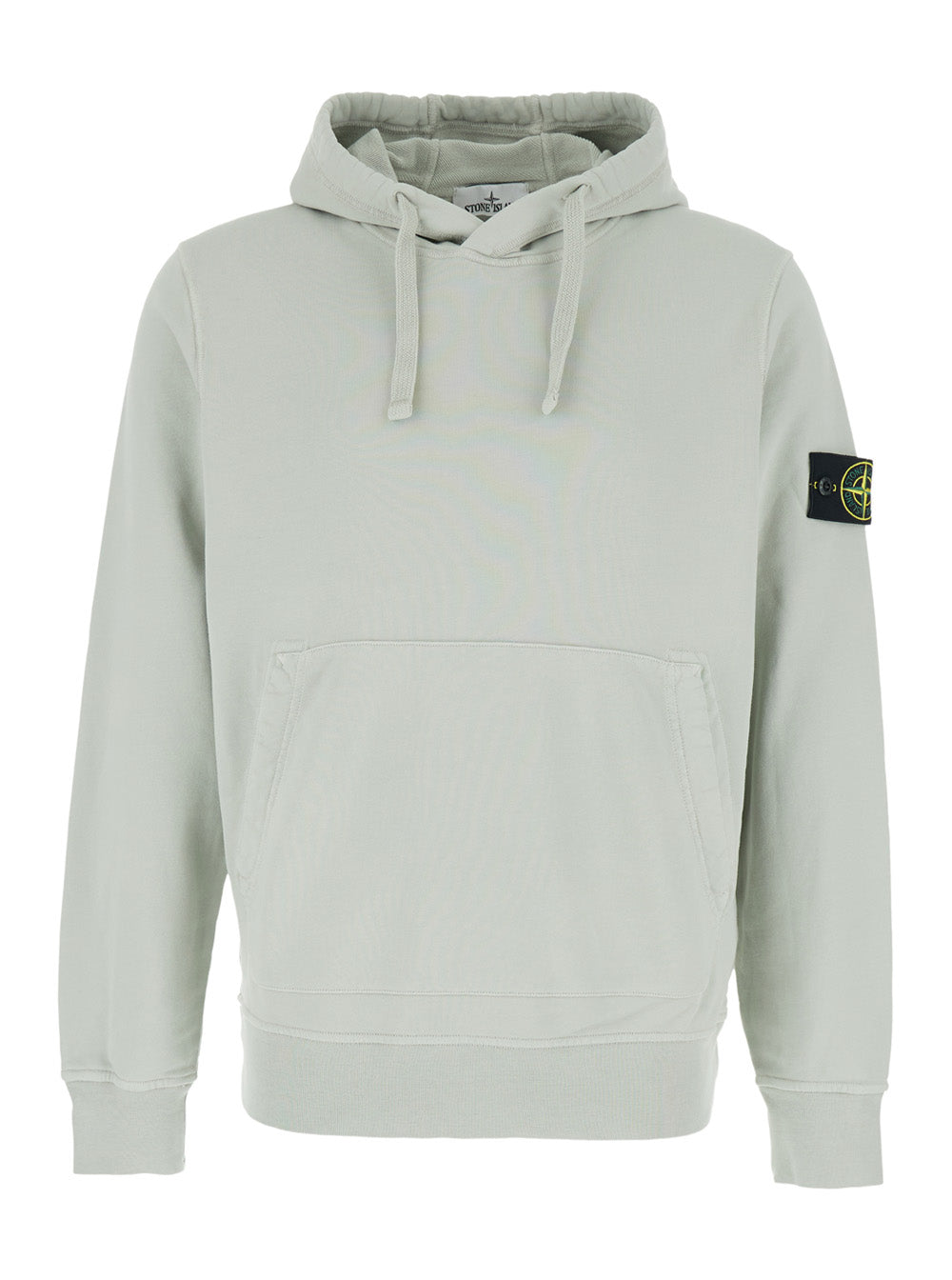 Stone Island Men Grey Hoodie With Drawstring And Logo Patch On Sleeve In Cotton For Men STONE ISLAND