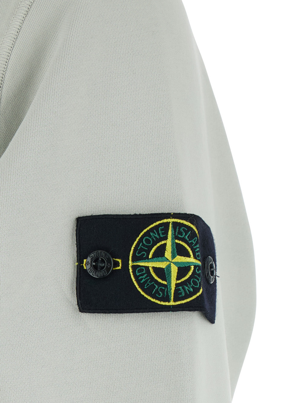 Stone Island Men Grey Hoodie With Drawstring And Logo Patch On Sleeve In Cotton For Men STONE ISLAND