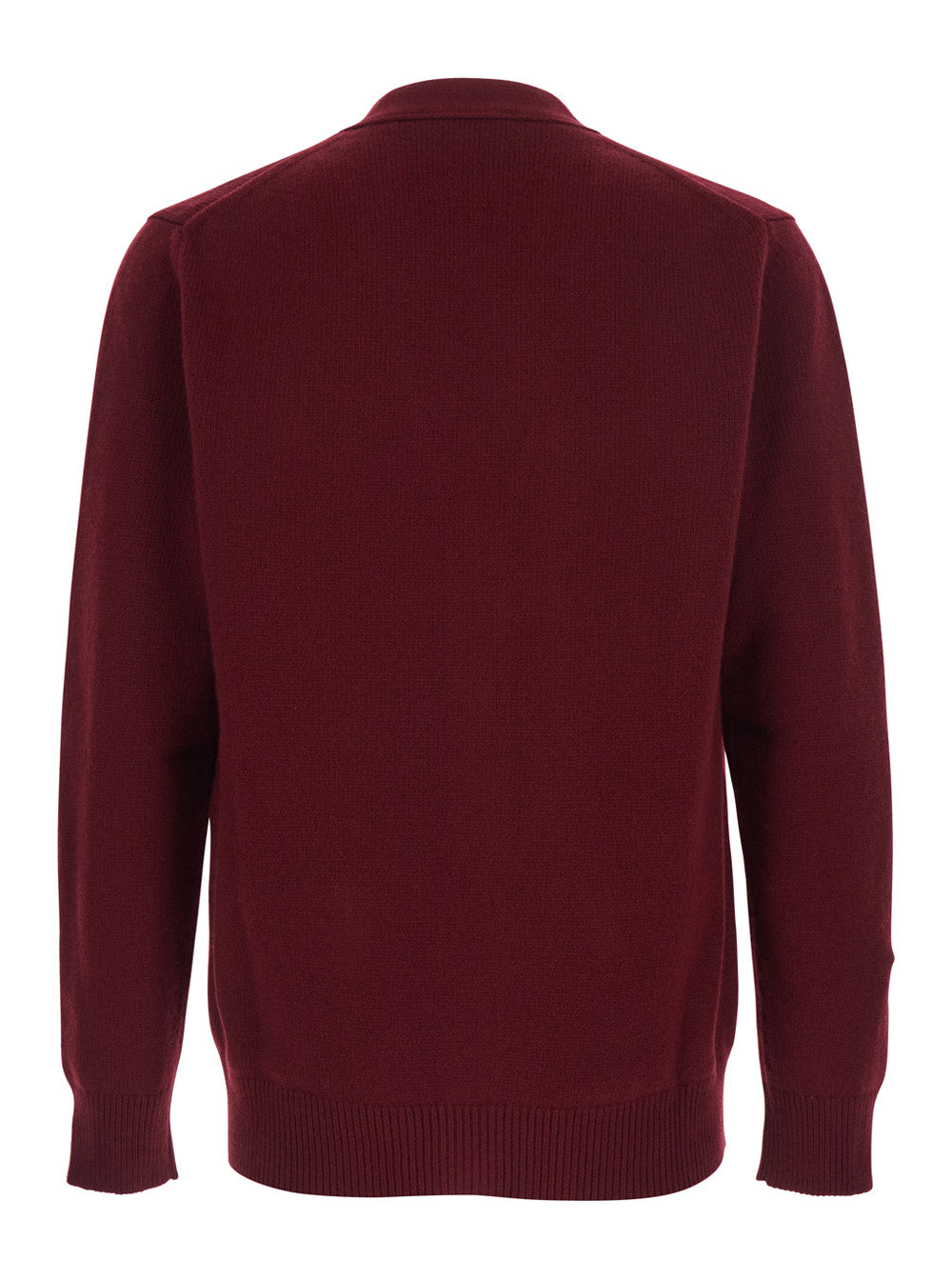 Gucci Men Bordeaux Cardigan With V Neck And Gg Embroidery On The Front In Cashmere Man GUCCI