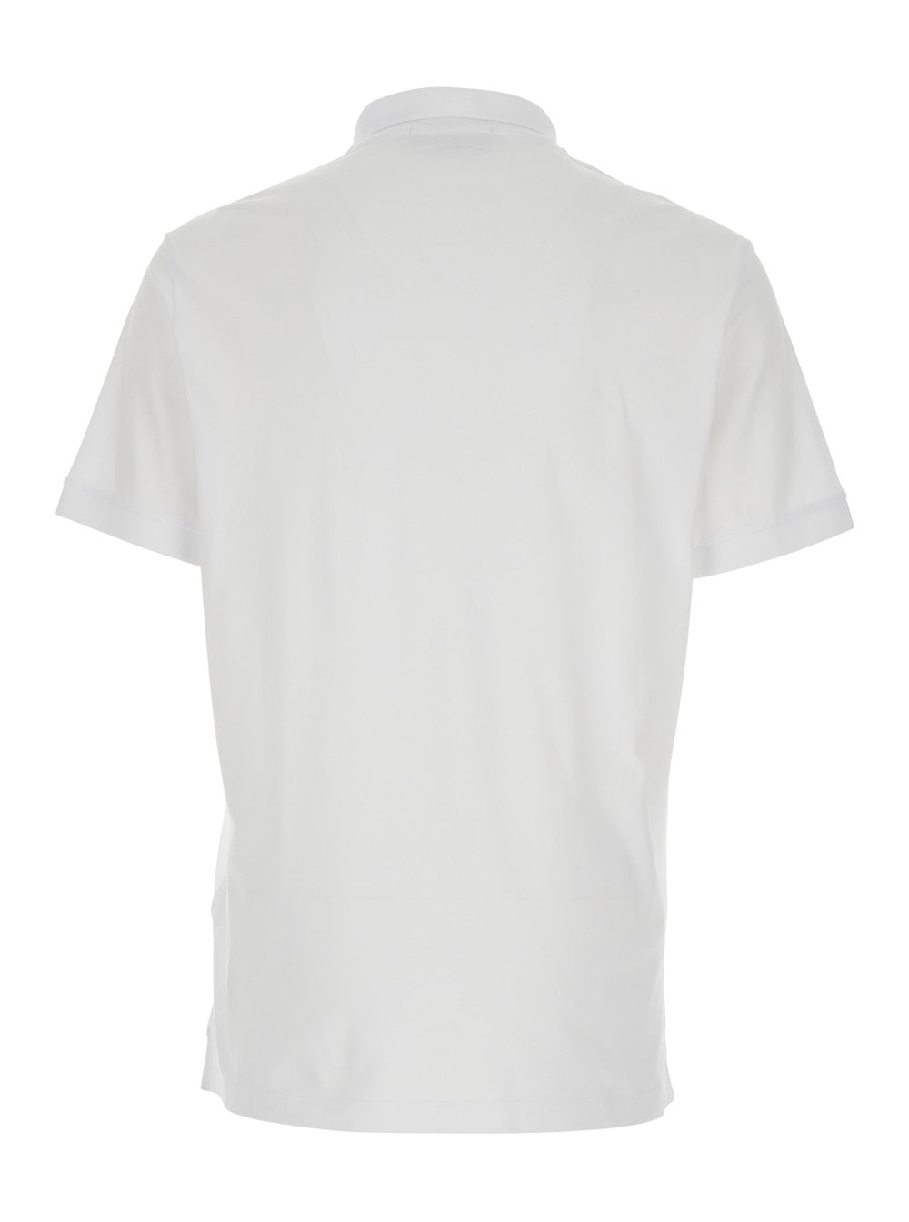 Stone Island Men White Polo With Classic Collar And Patch Logo On The Front In Stretch Cotton Men STONE ISLAND