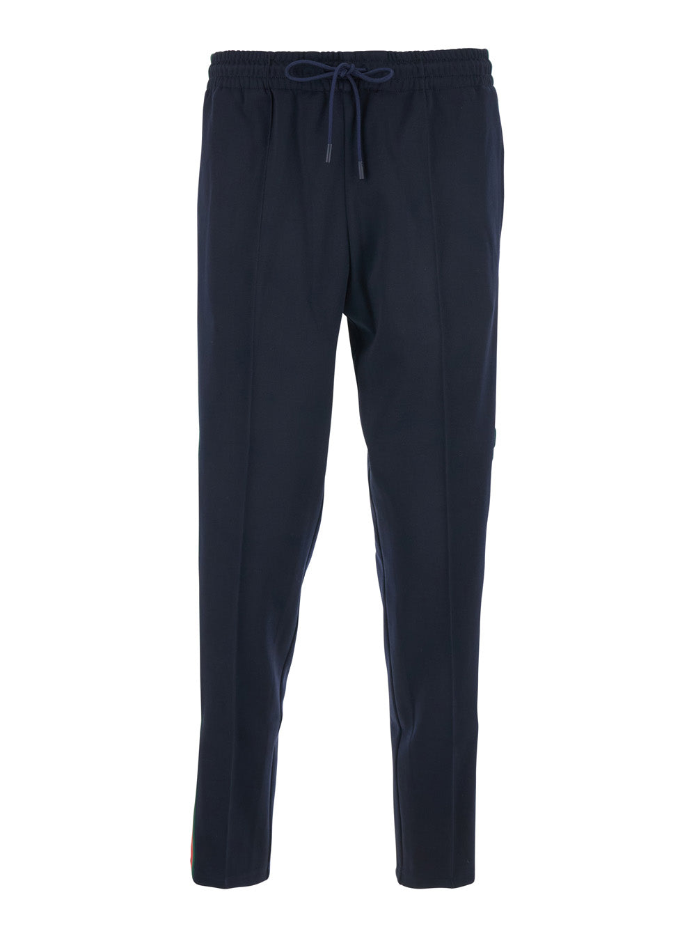 Gucci Men Blue Pants With Elastic Waist And Drawstring And Web Detail On The Side In Tech Fabric For Men GUCCI