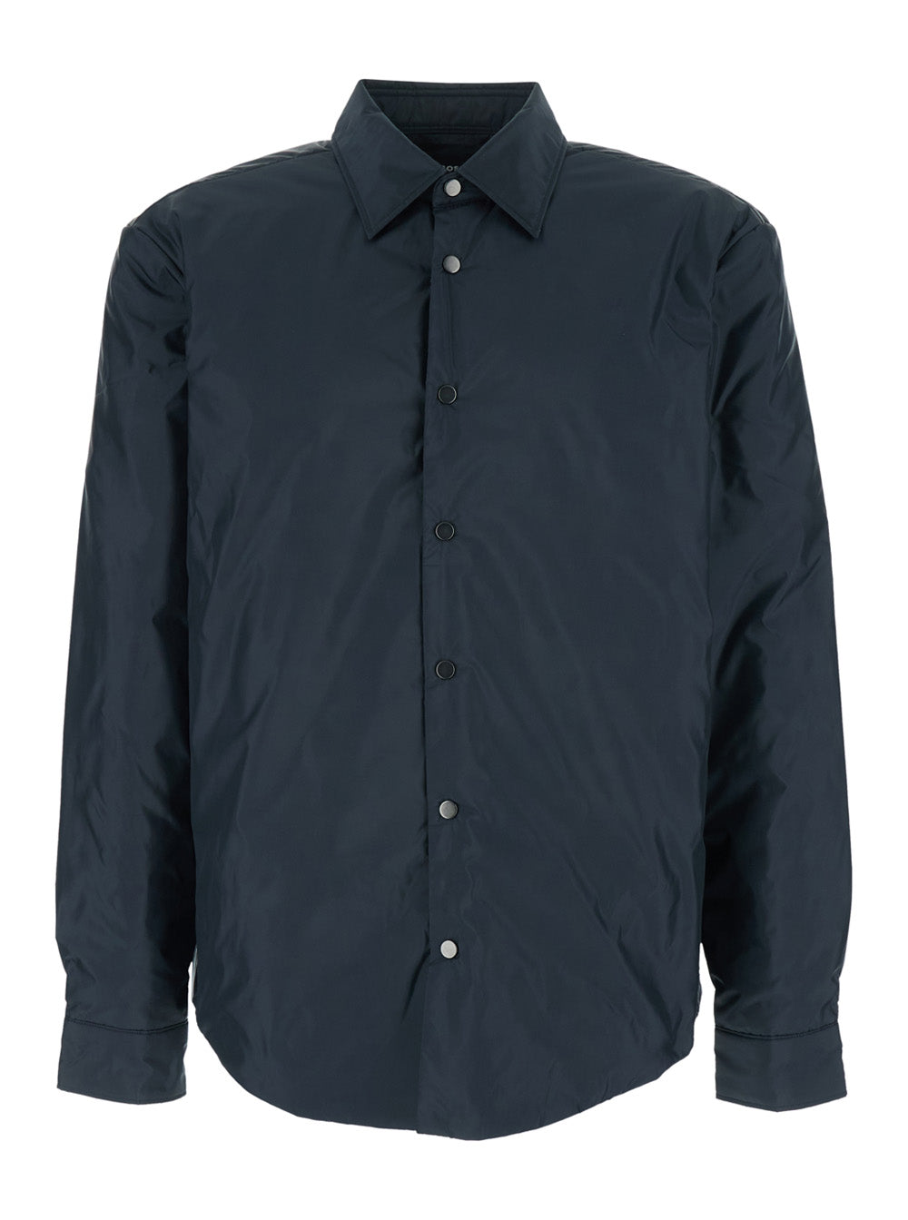 Boss Men Blue Jacket With Classic Collar And Button Closure On The Front In Tech Fabric For Men BOSS