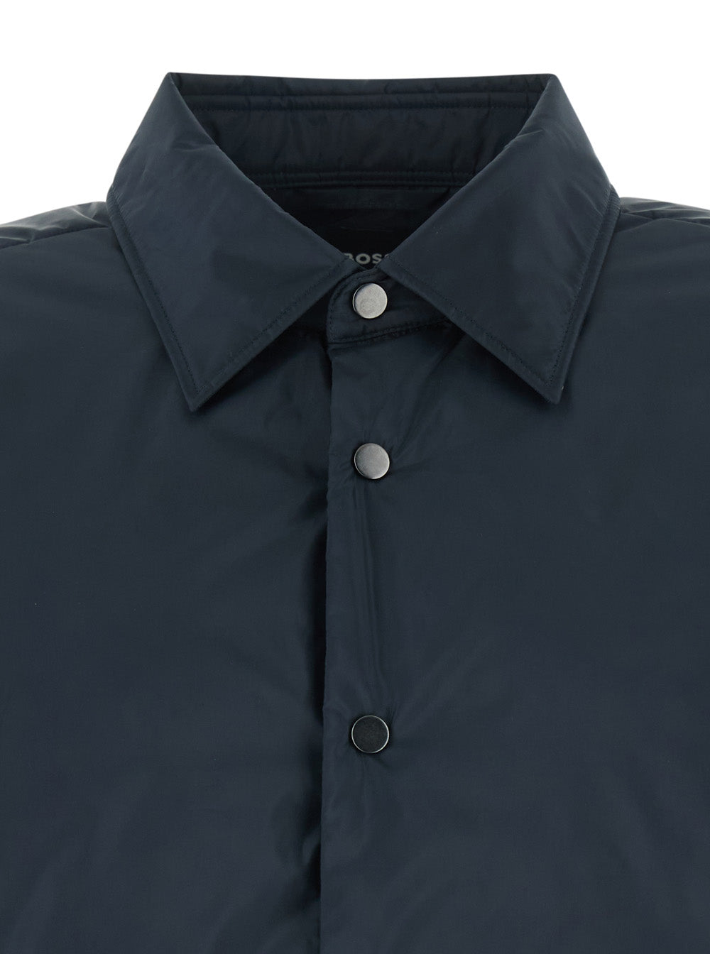 Boss Men Blue Jacket With Classic Collar And Button Closure On The Front In Tech Fabric For Men BOSS