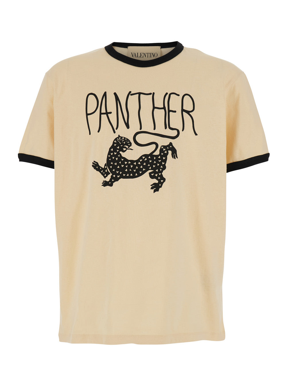 Valentino Men White Crew Neck T-Shirt With Print On The Front In Cotton Man VALENTINO