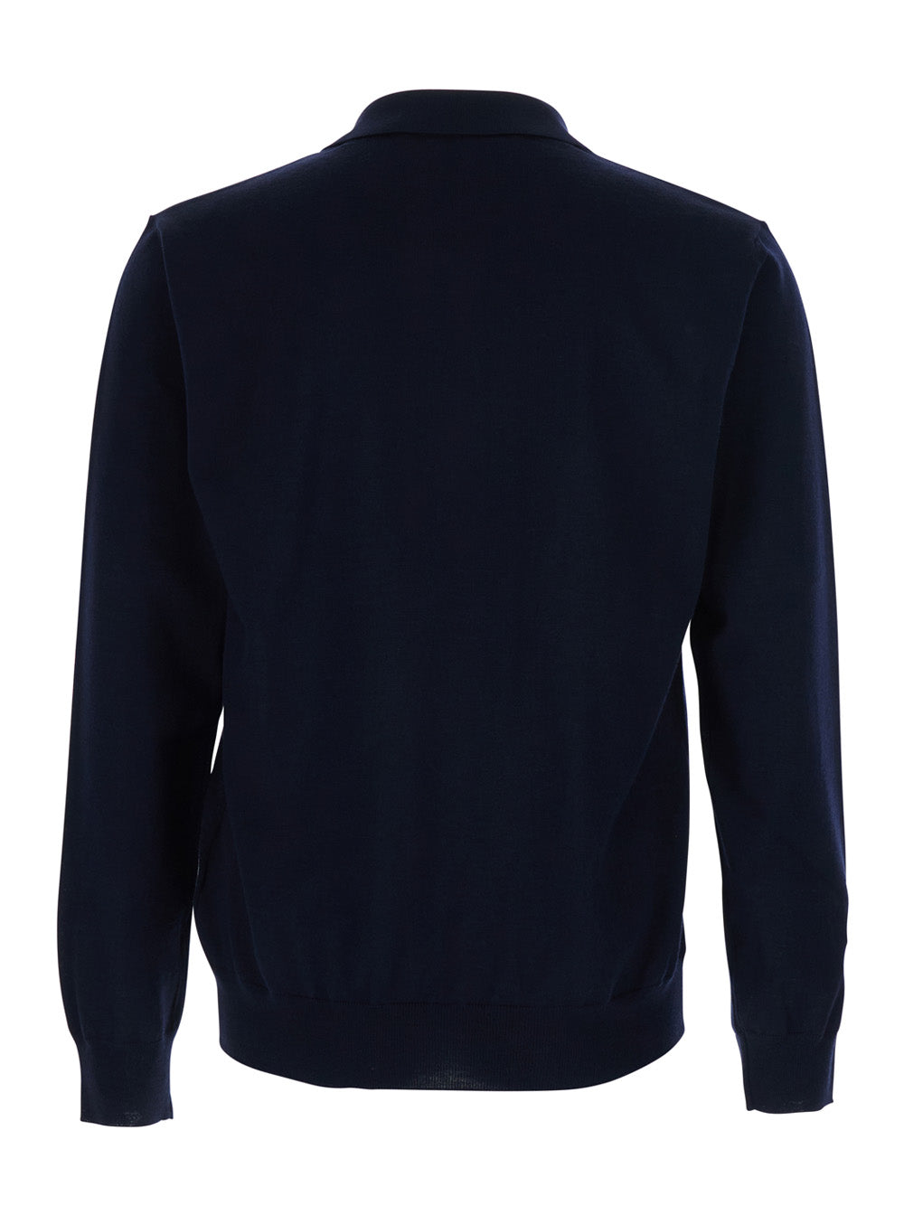 Valentino Men Blue Polo Style Sweater With Vlogo Plaque On The Front In Wool For Men VALENTINO