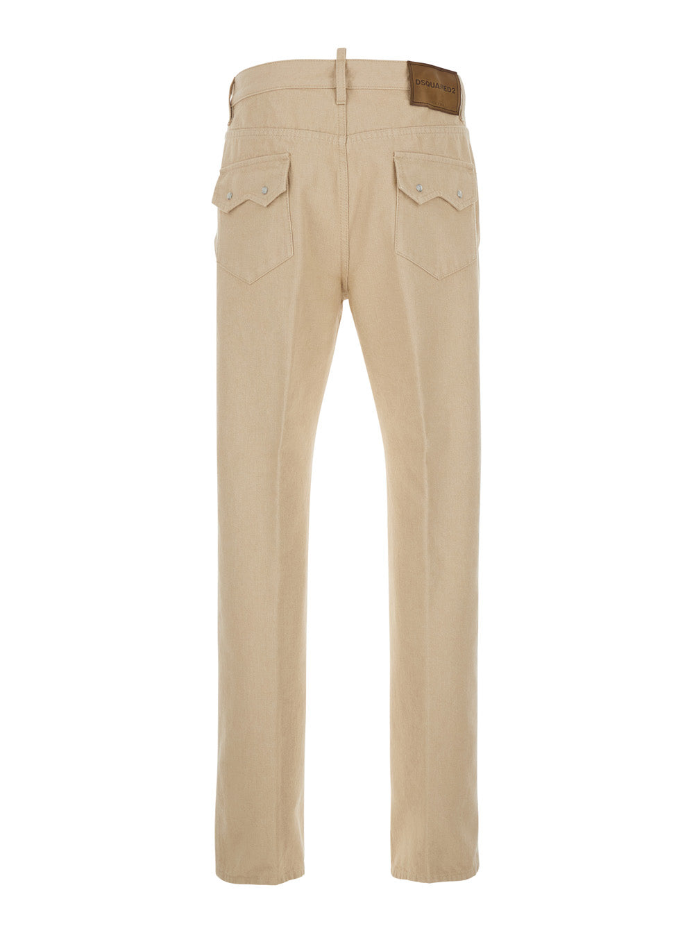 Dsquared2 Men '642' Beige Jeans With Logo Patch On The Back In Denim For Men