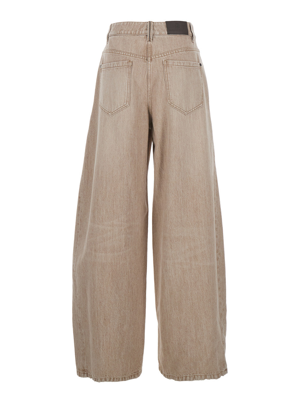 Brunello Cucinelli Women Beige Jeans With Five-Pocket Design And Patch Logo On The Back In Denim Woman BRUNELLO CUCINELLI