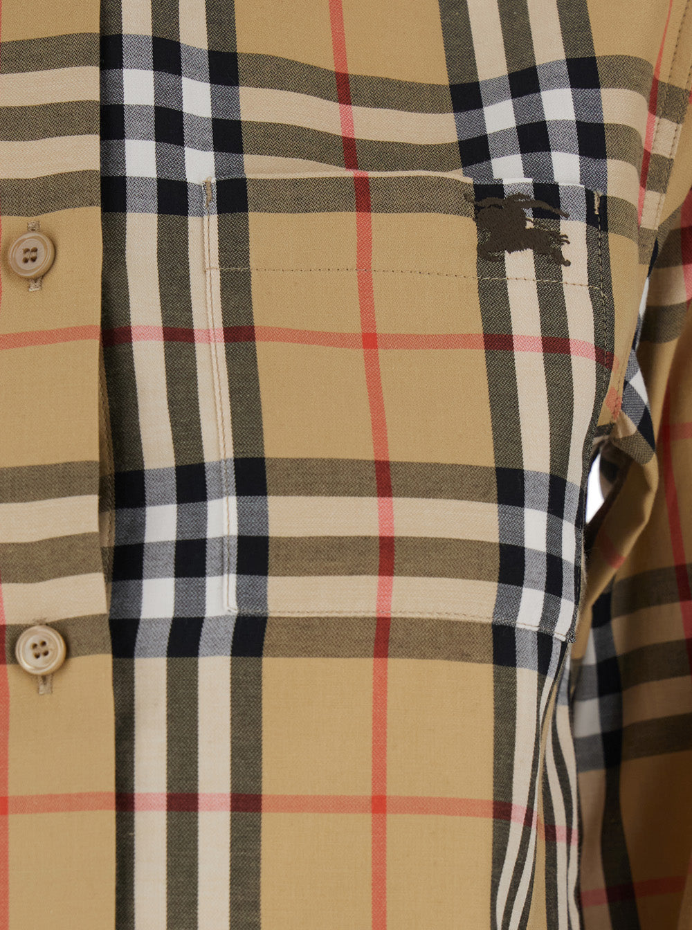 Burberry Women 'Emma' Beige Shirt With Ekd Embroidery On The Front And All-Over Check Motif In Cotton Woman BURBERRY