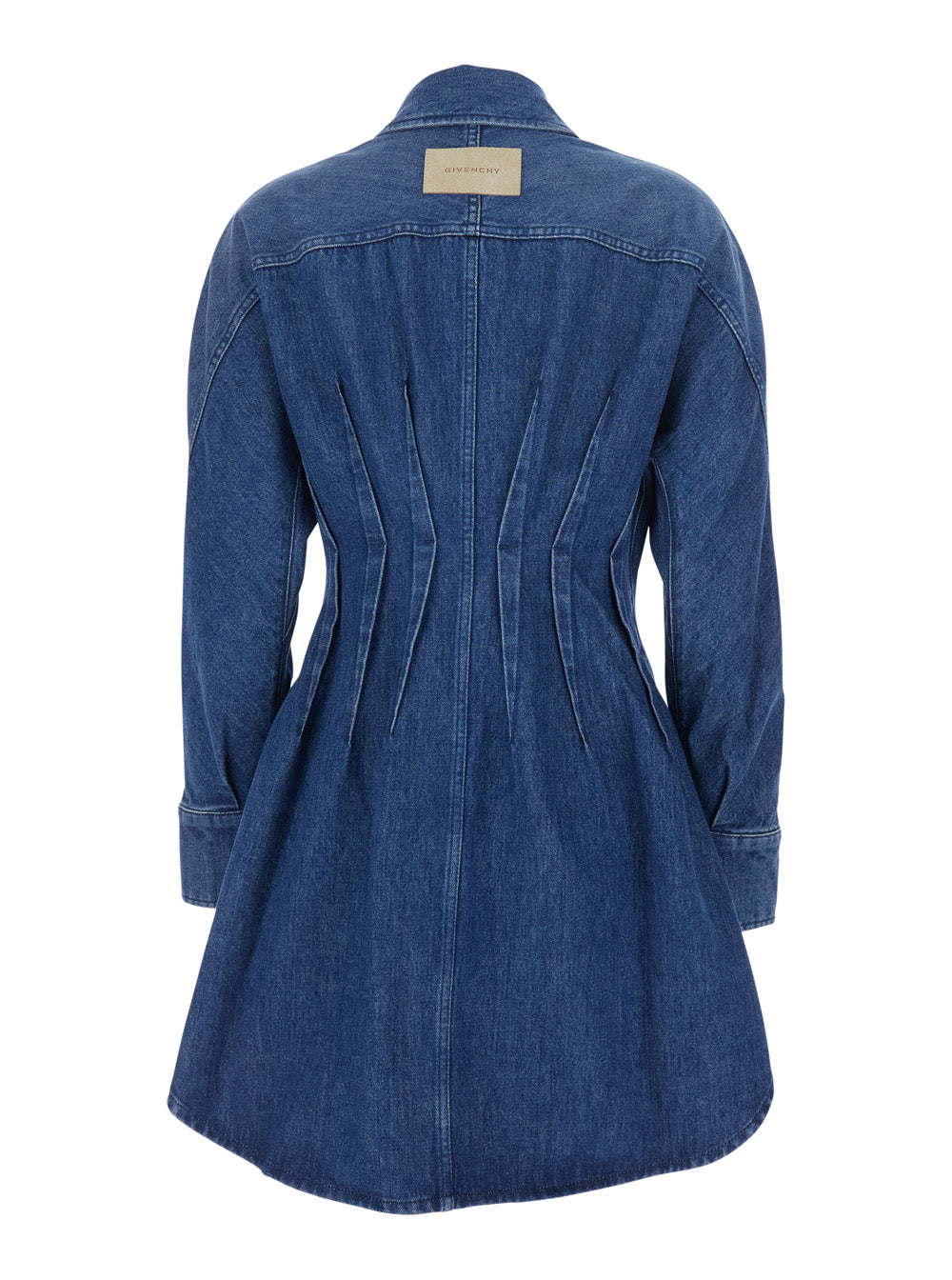 Givenchy Women Blue Dress With Pointed Collar And Lightly Structured Waist In Denim Woman GIVENCHY