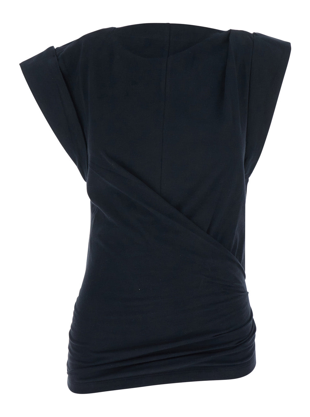 Isabel Marant Women 'Maisan' Black T-Shirt With Asymmetric Design And Logo Embroidery On The Back In Cotton Woman ISABEL MARANT