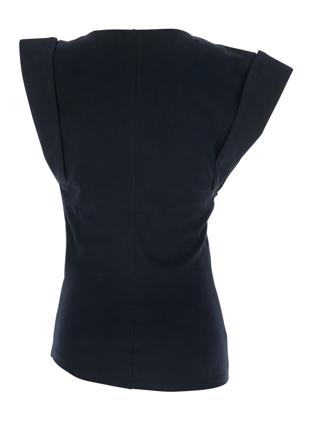 Isabel Marant Women 'Maisan' Black T-Shirt With Asymmetric Design And Logo Embroidery On The Back In Cotton Woman ISABEL MARANT