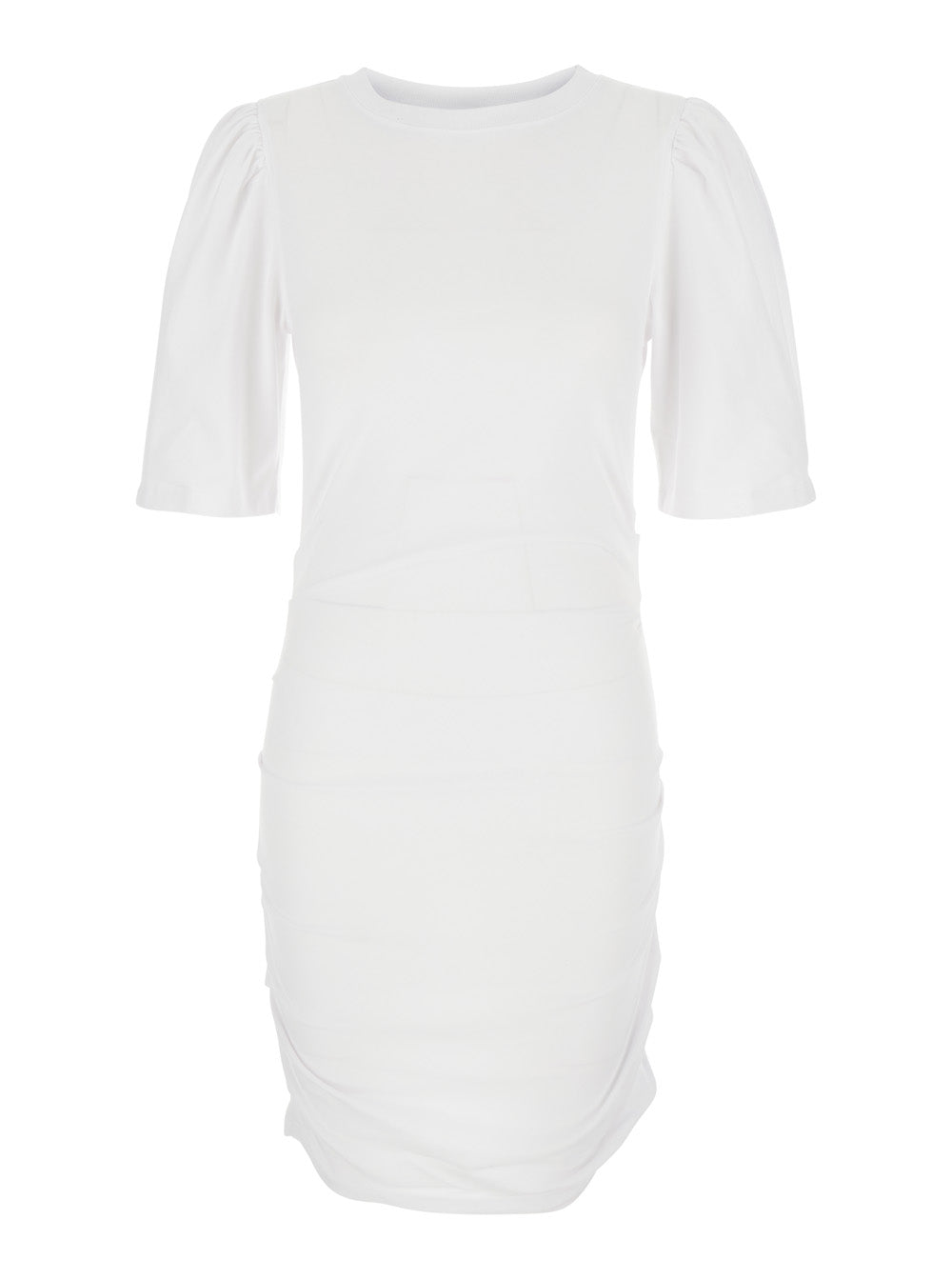 Isabel Marant Women 'Mylda' White Crew Neck Dress With Pleated Details In Cotton Woman ISABEL MARANT