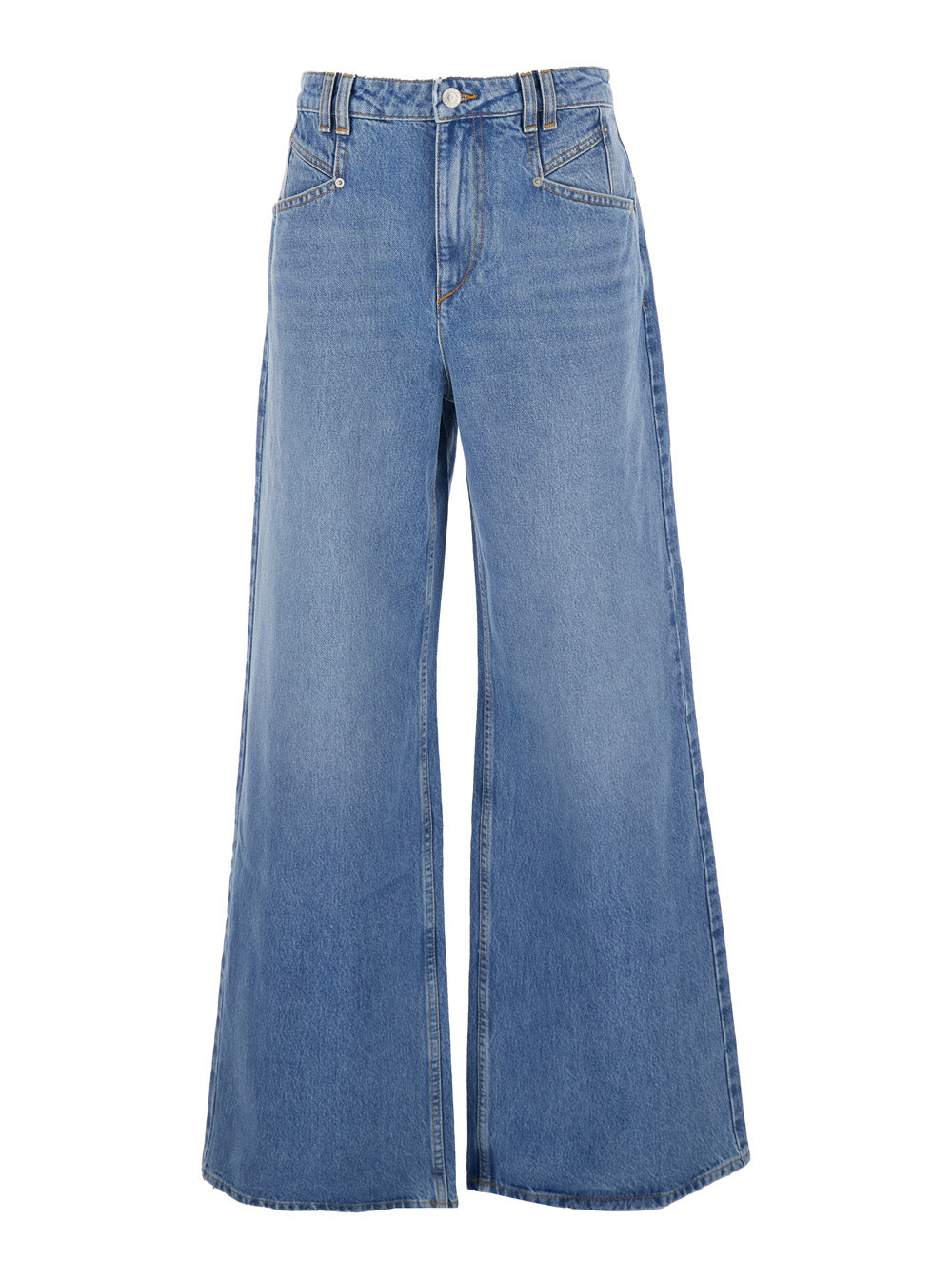 Isabel Marant Women 'Lemony' Blue Jeans With Logo Patch On The Rear  In Denim Woman ISABEL MARANT