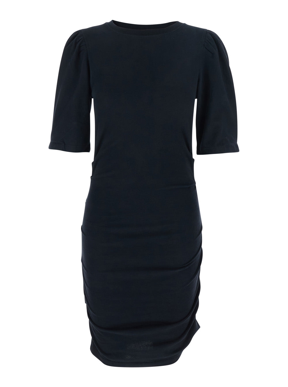 Isabel Marant Women 'Mylda' Black Crew Neck Dress With Pleated Details In Cotton Woman ISABEL MARANT