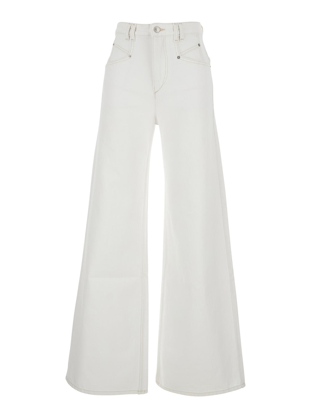 Isabel Marant Women Jeans 'Lemony' With Logo Patch On The Back In White Denim For Women ISABEL MARANT