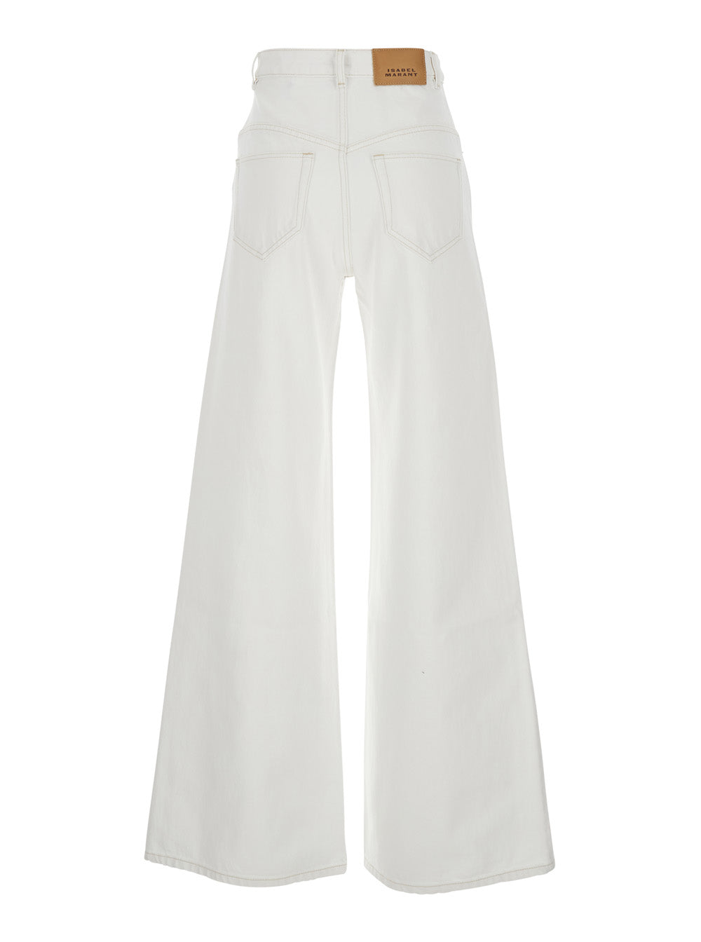 Isabel Marant Women Jeans 'Lemony' With Logo Patch On The Back In White Denim For Women ISABEL MARANT