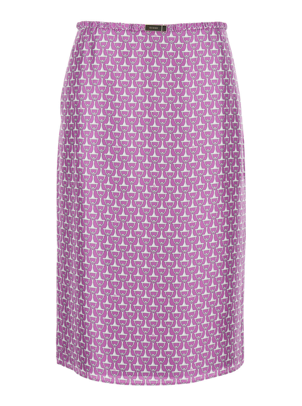 Gucci Women Purple Skirt With Front Logo Patch And All-Over Print For Women GUCCI