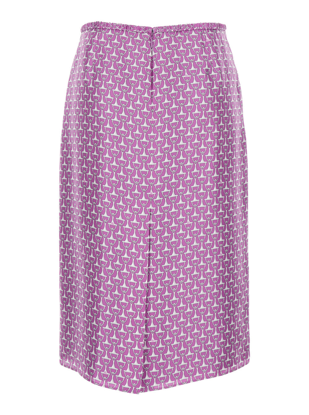 Gucci Women Purple Skirt With Front Logo Patch And All-Over Print For Women GUCCI
