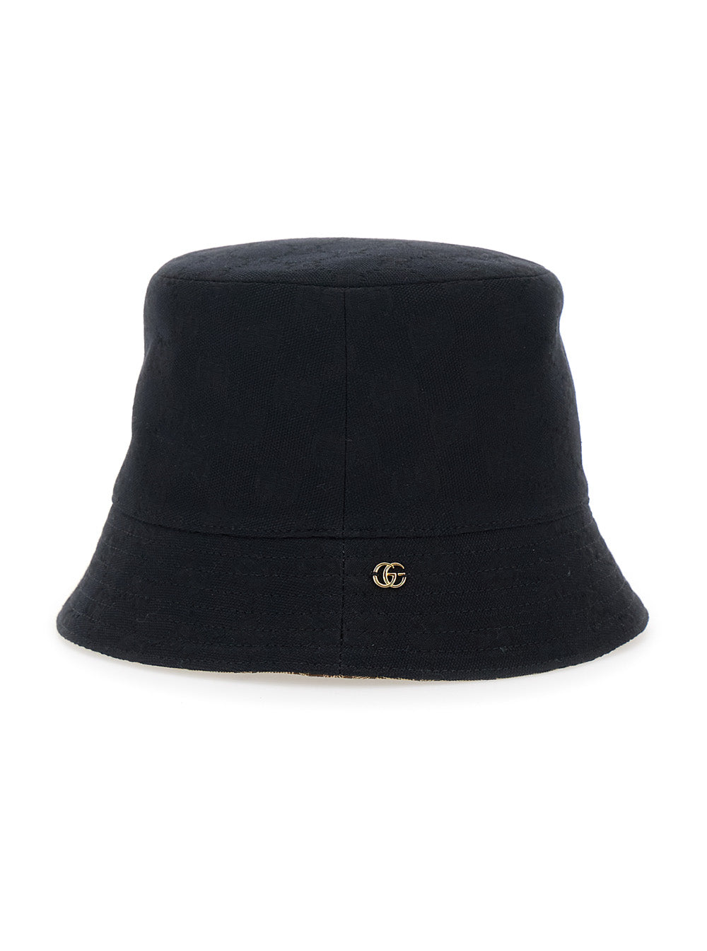 Gucci Women Black Hat With Gg Logo Plaque On The Front In Cotton Woman GUCCI