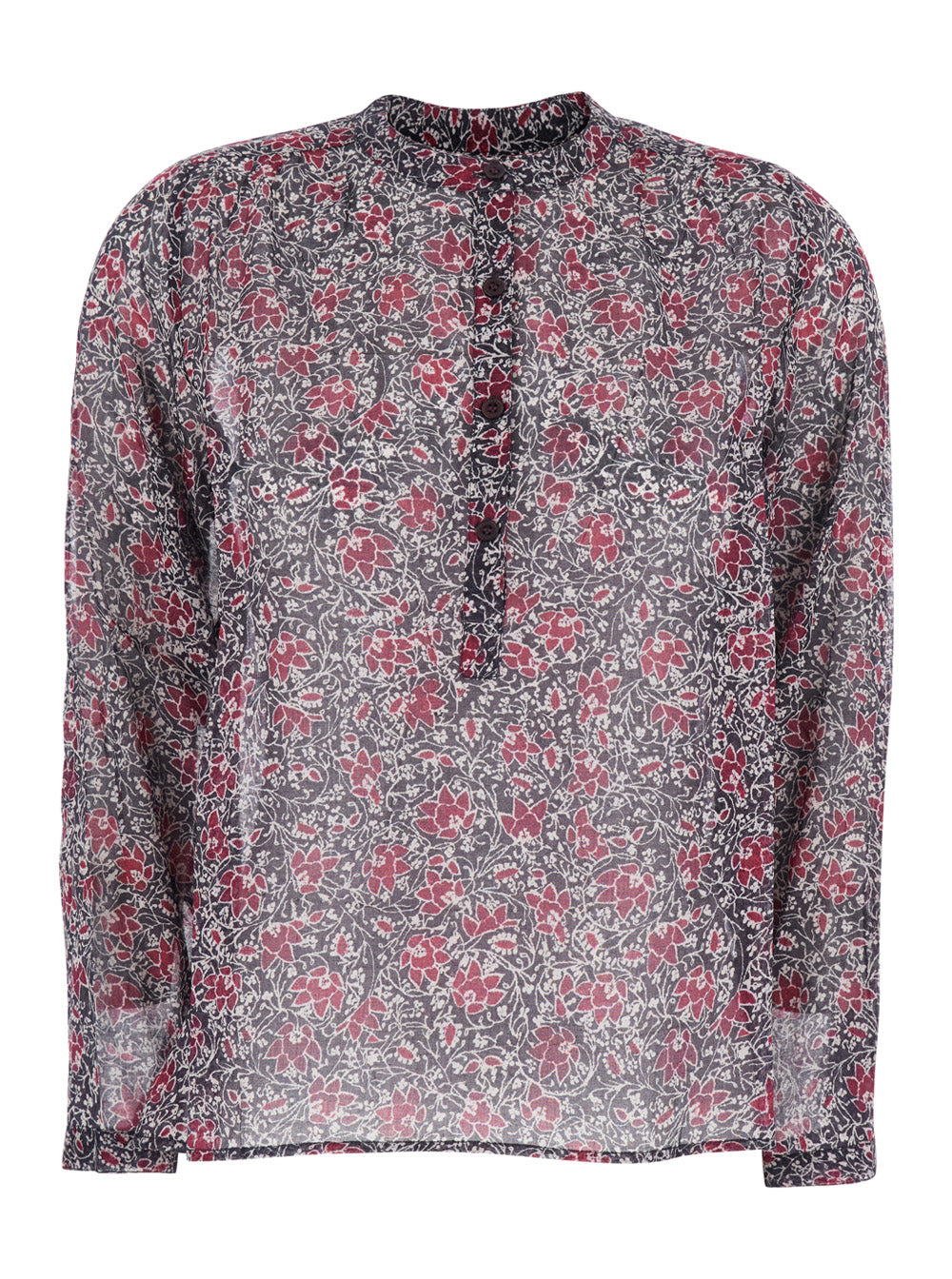 Isabel Marant Etoile Women 'Maria' Violet Blouse With Henry Neckline With Buttons And Floral Print In Cotton Woman ISABEL MARANT ETOILE