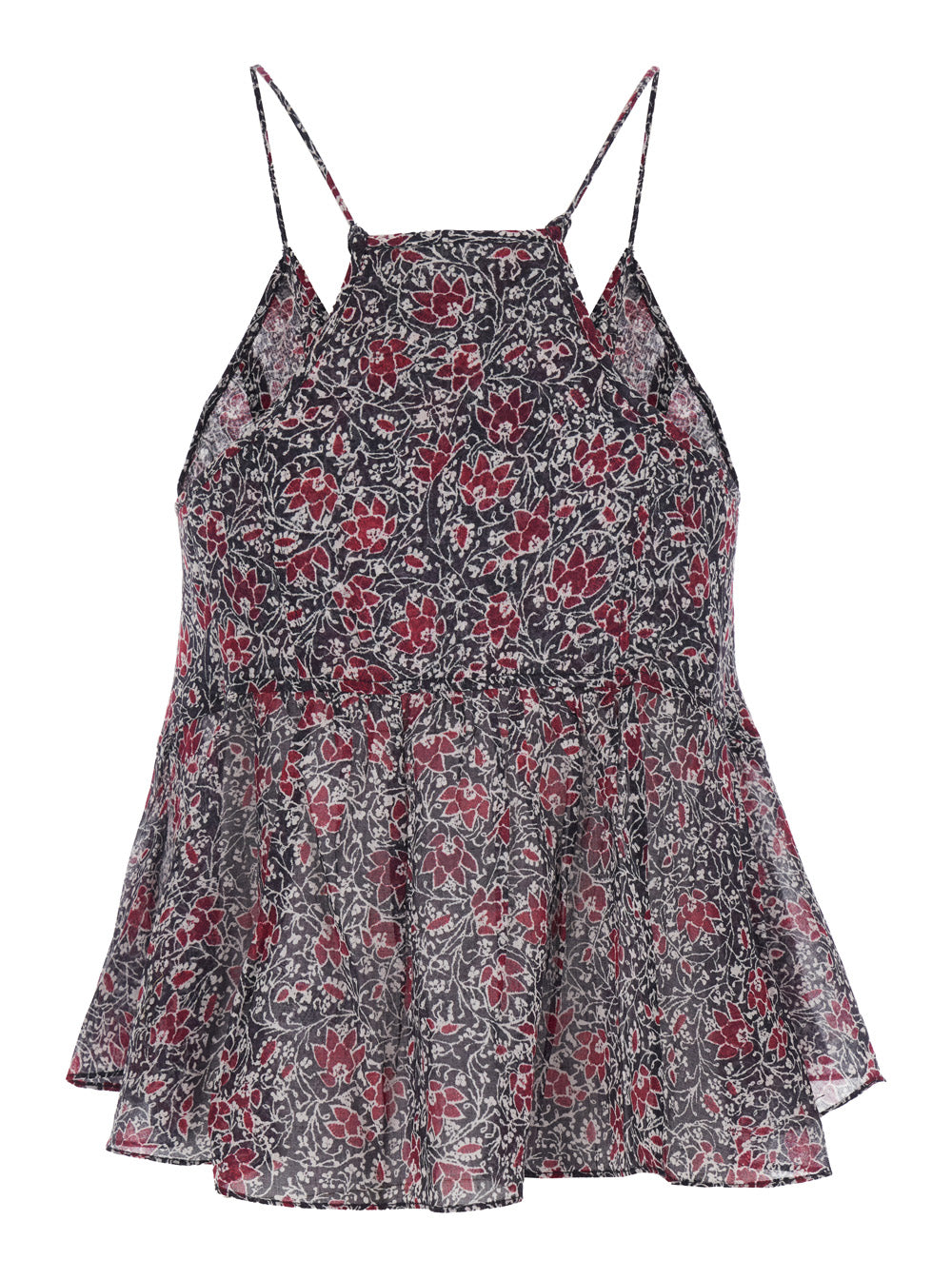 Isabel Marant Etoile Women 'Lirhetta' Violet Sleeveless Top With Spaghetti Straps And All-Over Floral Motif In Cotton Woman ISABEL MARANT ETOILE