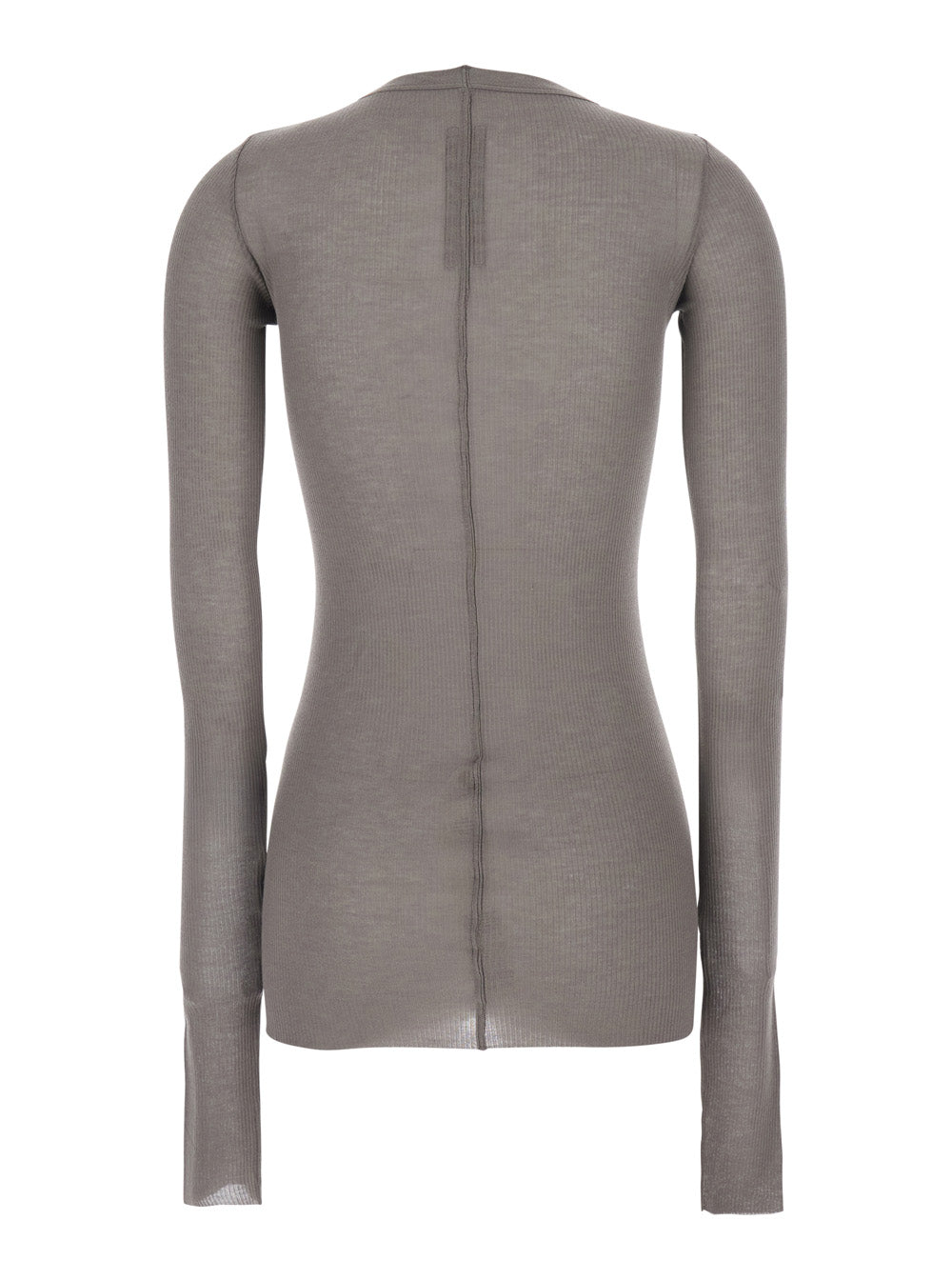 Rick Owens Women Round Neck T-Shirt With Ribbed Design In Viscose And Silk Blend Gray Women RICK OWENS