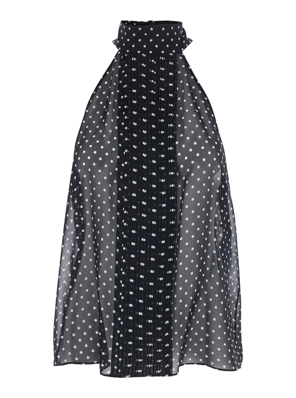 Tom Ford Women Black Sleeveless Top With Halterneck And All-Over Polka Dot Motif In Silk Woman TOM FORD
