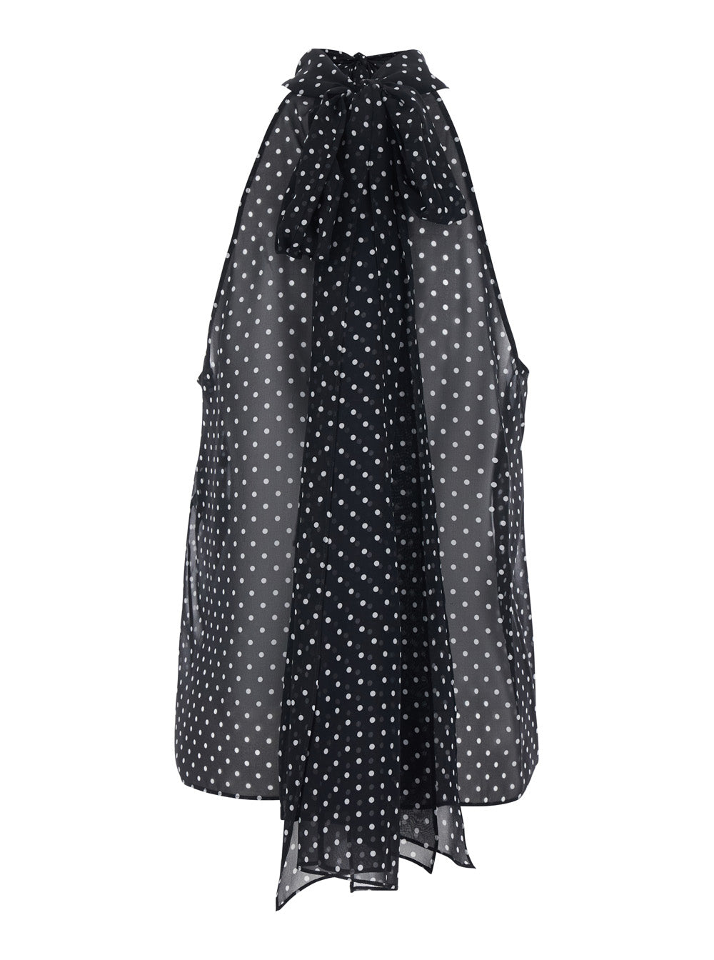Tom Ford Women Black Sleeveless Top With Halterneck And All-Over Polka Dot Motif In Silk Woman TOM FORD