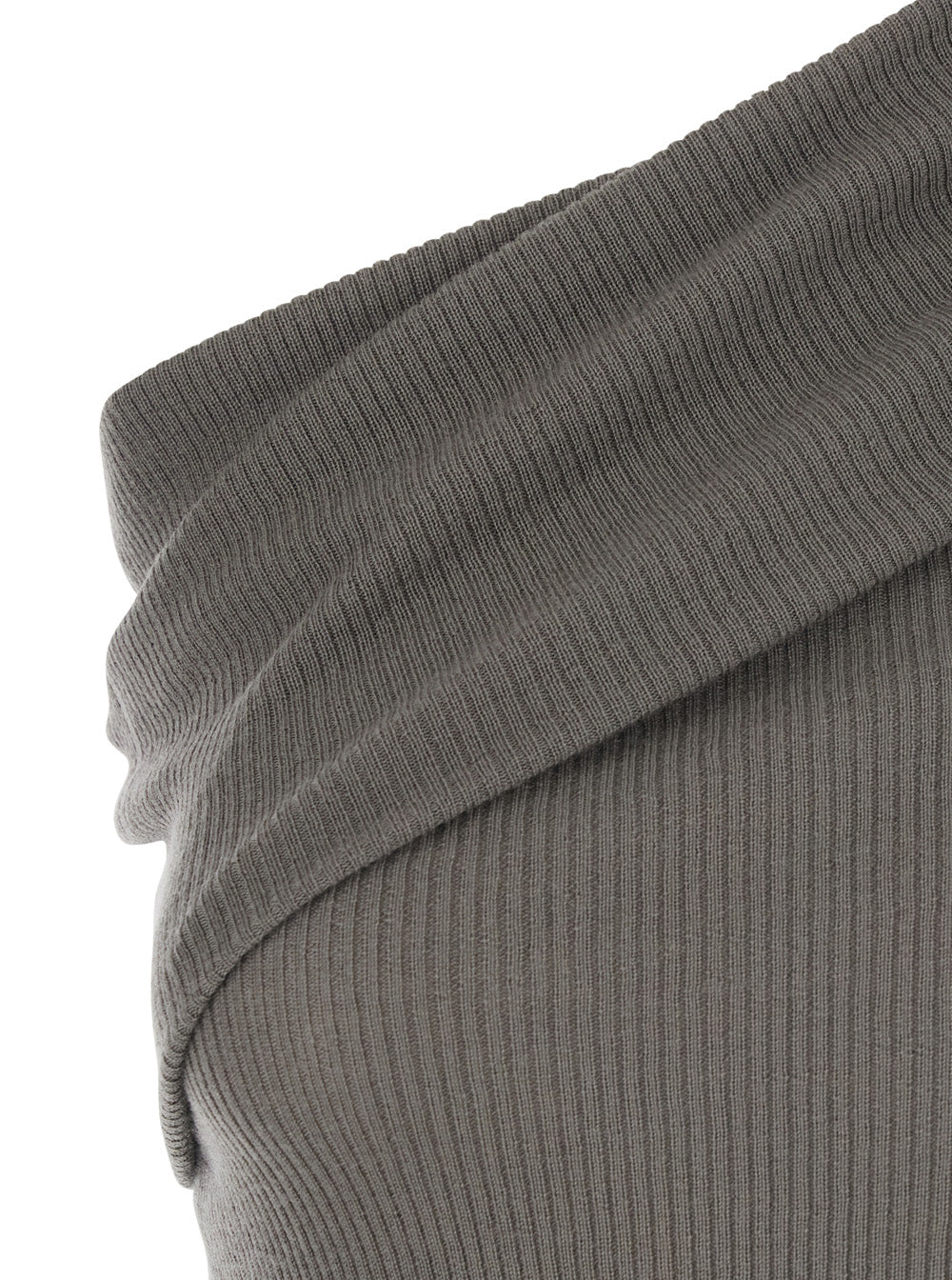 Rick Owens Women Long Dress 'Athena' Asymmetric With Wide Neck And Ribbed Knit In Grey Cotton For Women RICK OWENS