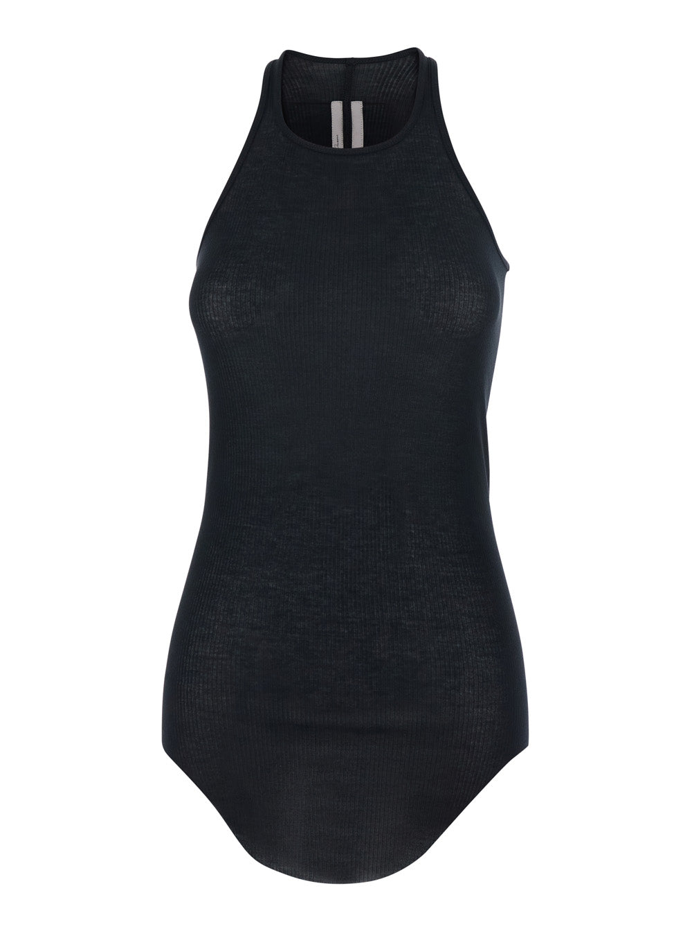 Rick Owens Women Top With U-Neck And Ribbed Design In Viscose And Silk Blend Black Women RICK OWENS