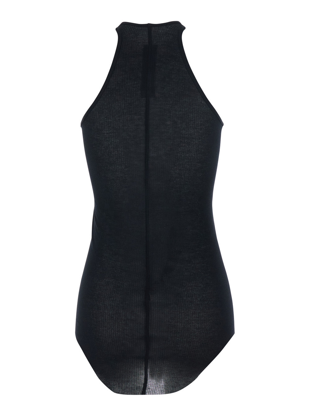 Rick Owens Women Top With U-Neck And Ribbed Design In Viscose And Silk Blend Black Women RICK OWENS