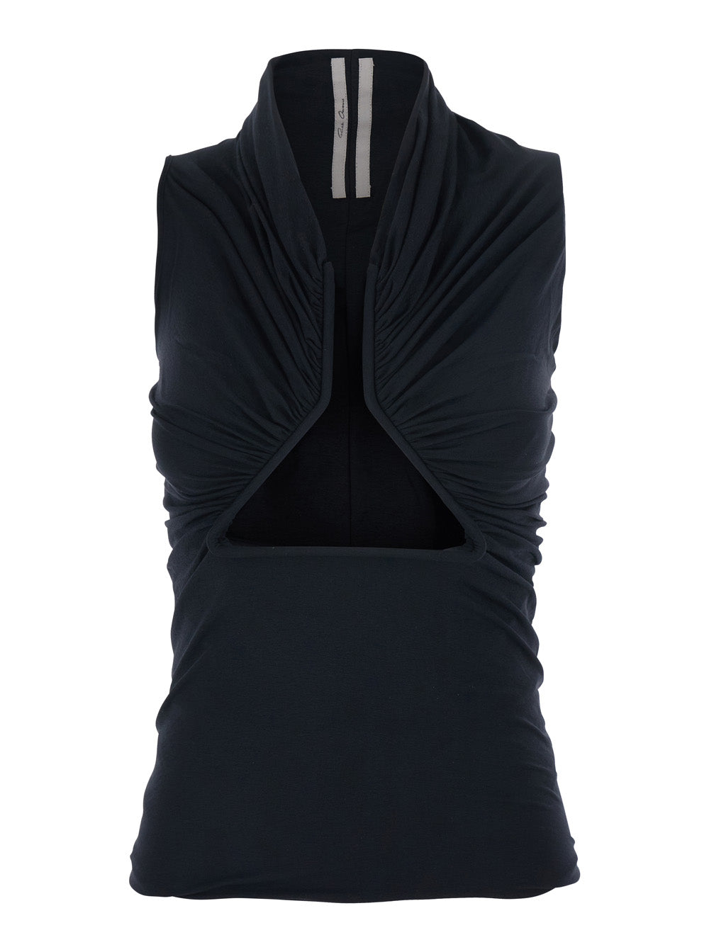 Rick Owens Women Top With Ruching Design And Front Vent In Black Fabric For Women RICK OWENS