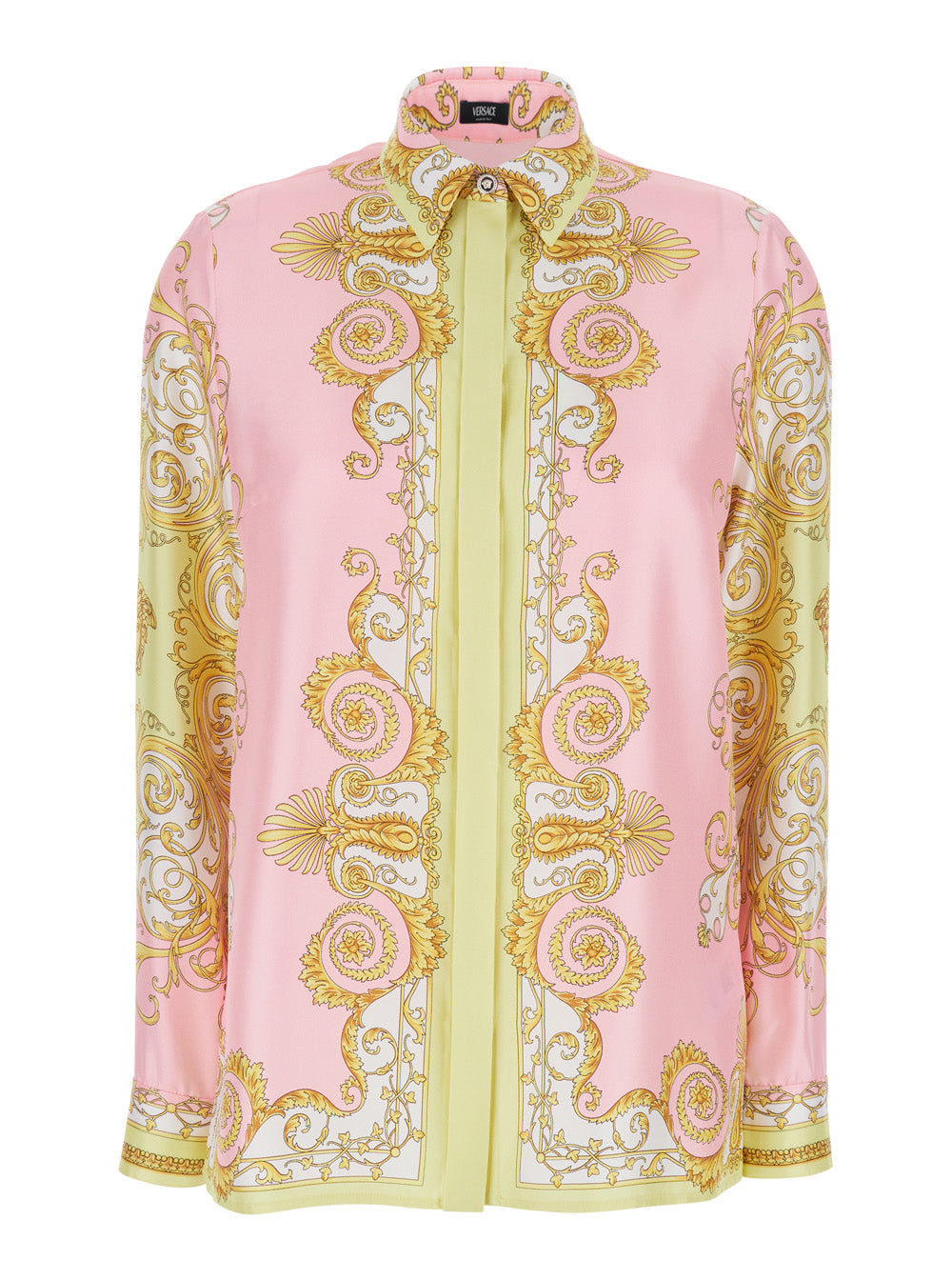 Versace Women Shirt With Pointed Collar And All-Over Baroque Print In Multicolor Silk For Women VERSACE