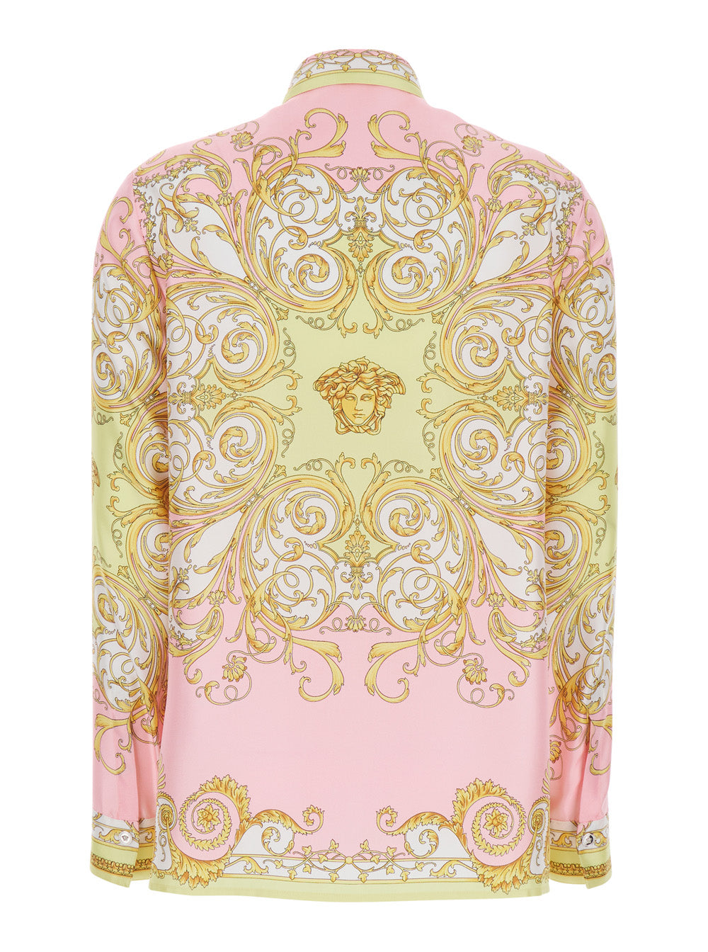 Versace Women Shirt With Pointed Collar And All-Over Baroque Print In Multicolor Silk For Women VERSACE