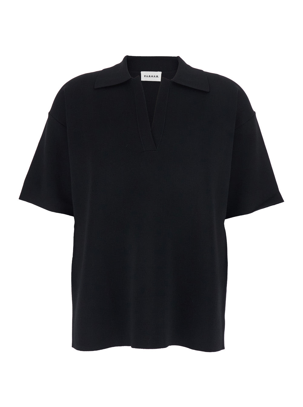 P.A.R.O.S.H. Women Polo With Dropped Shoulders And V-Neck In Black Viscose Blend For Women P.A.R.O.S.H.