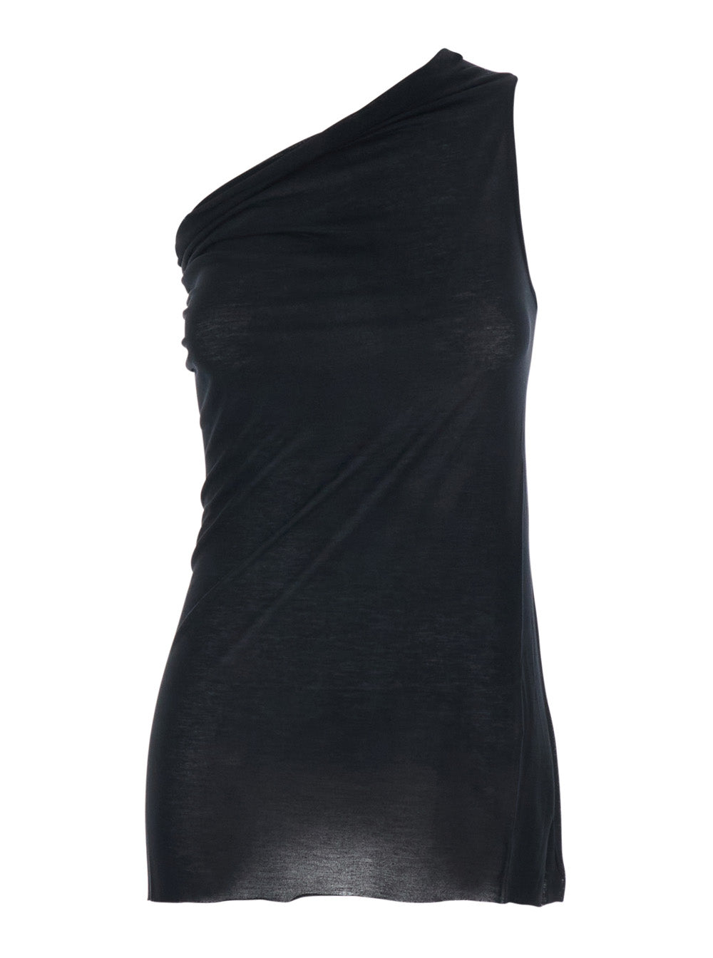 Rick Owens Women 'Athena' Black Top With Asymmetrical Design In Viscose And Silk Blend Woman RICK OWENS